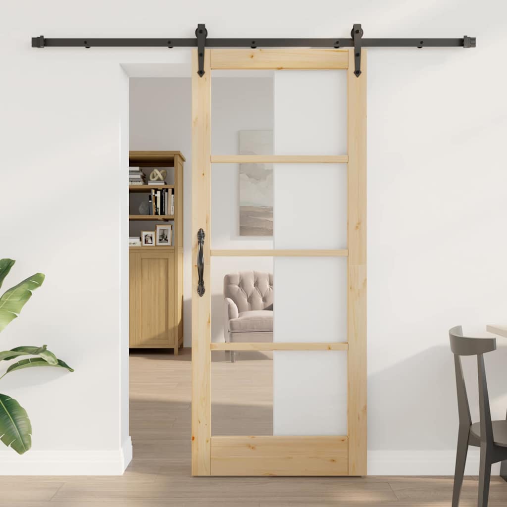 Sliding Door Manual ORKDAL Brown 32.7 x 79.5 in Wood and metal