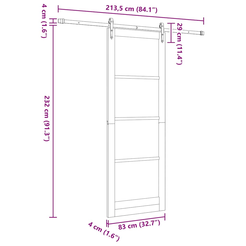Sliding Door Manual ORKDAL White 32.7 x 91.4 in Wood and metal