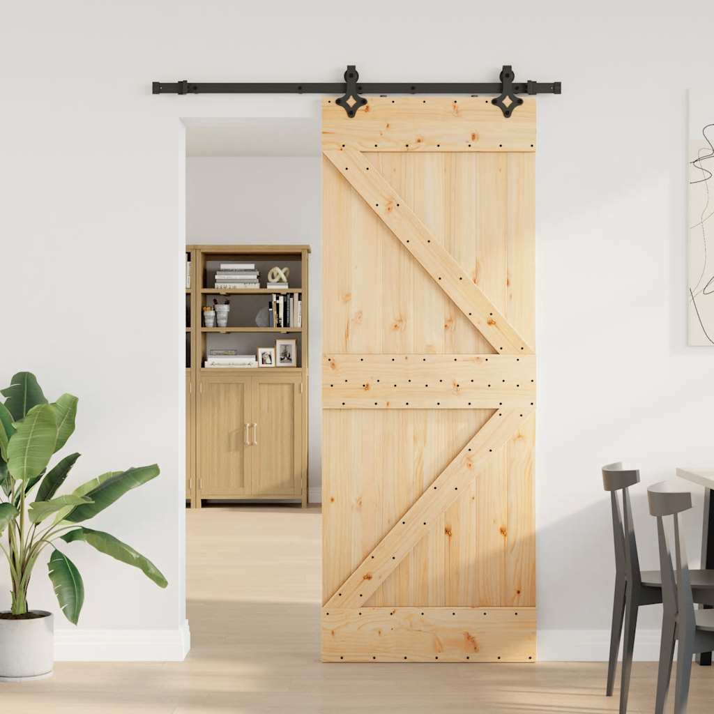 Sliding Door with Hardware Set 31.5x82.7" Solid Wood Pine