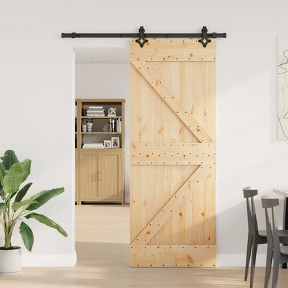 Sliding Door with Hardware Set 31.5x82.7" Solid Wood Pine