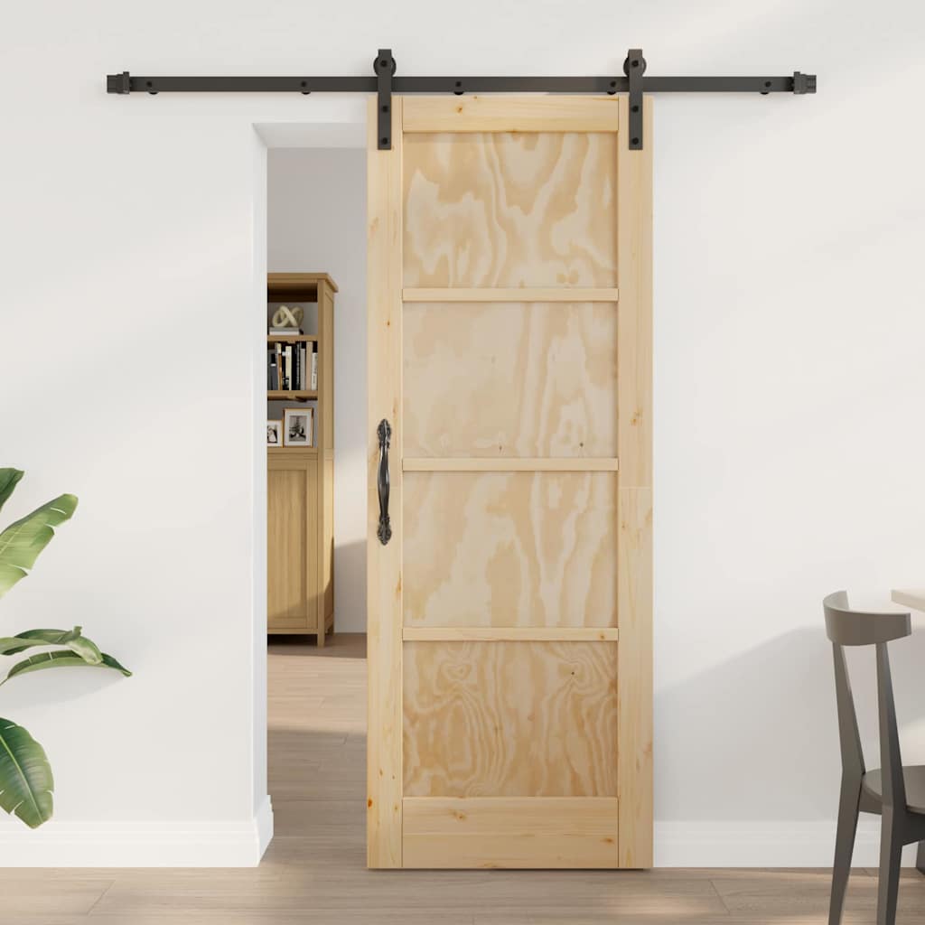 Sliding Door Natural and Black 28.94 x 78.15 in