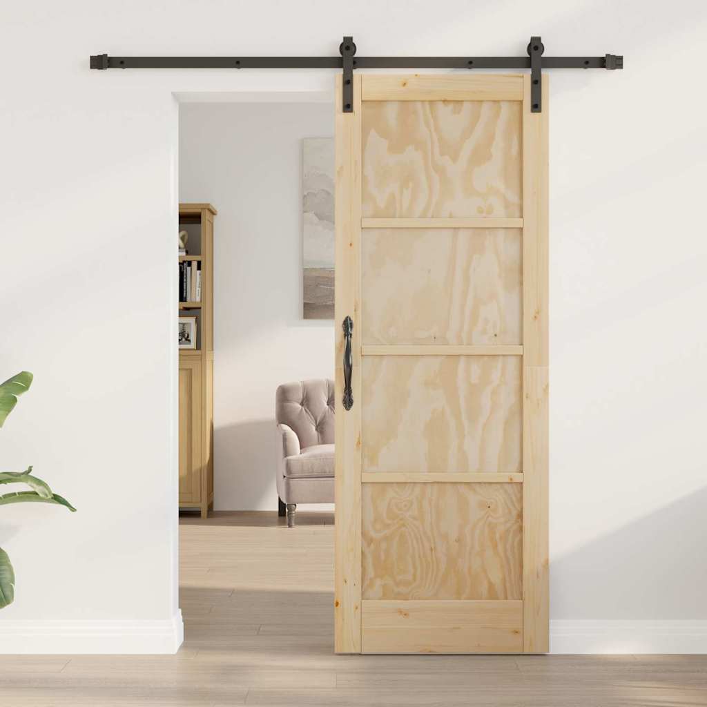 Sliding Door Natural and Black 28.94 x 78.15 in