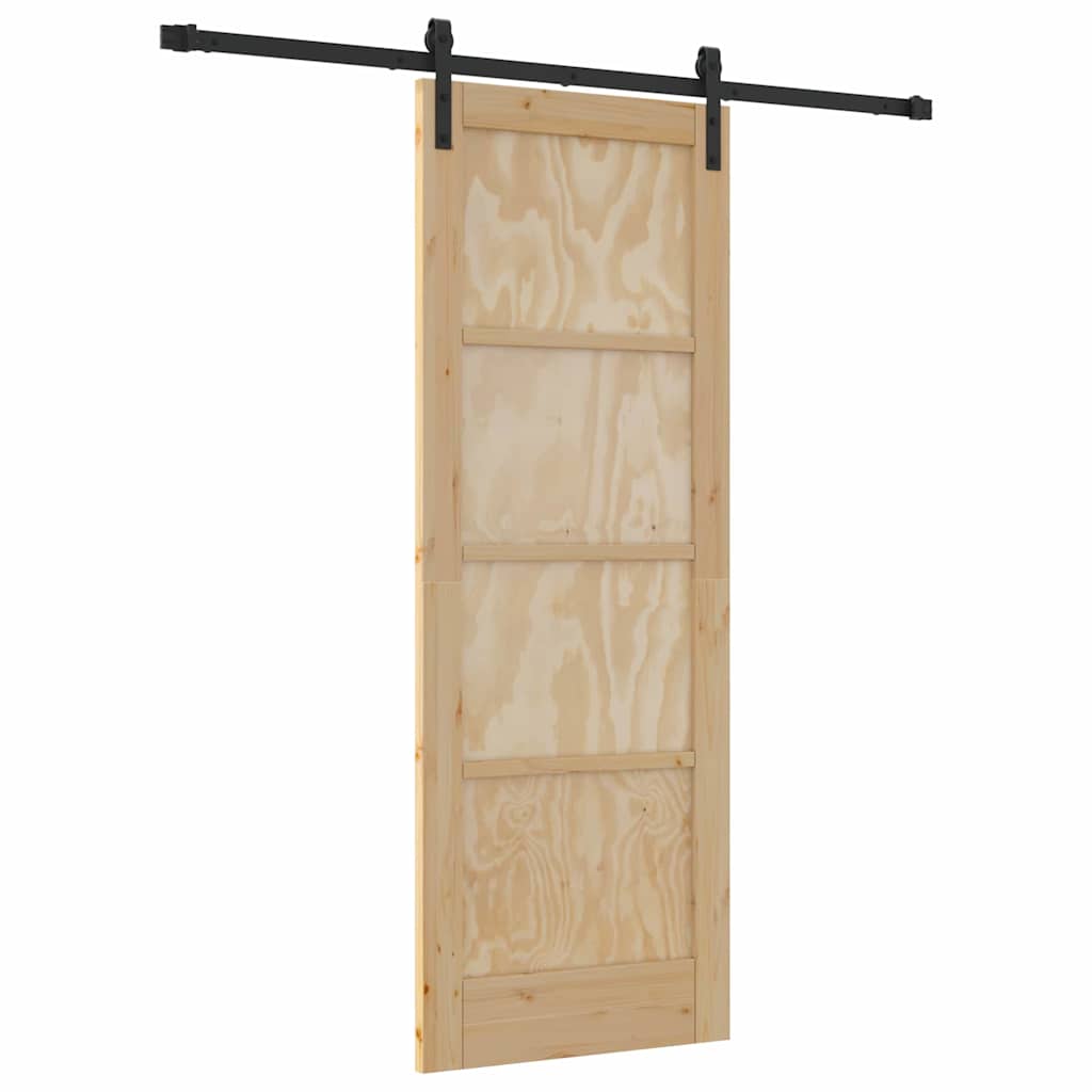 Sliding Door Natural and Black 28.94 x 78.15 in