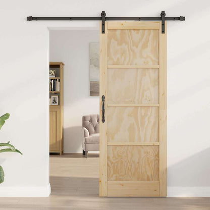 Sliding Door Natural and Black 30.71 x 79.53 in