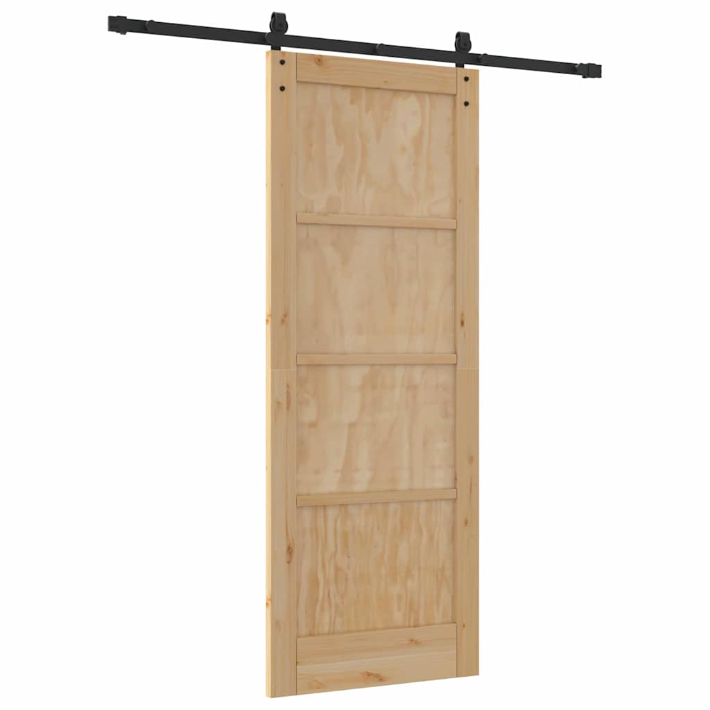 Sliding Door Natural and Black 30.71 x 79.53 in