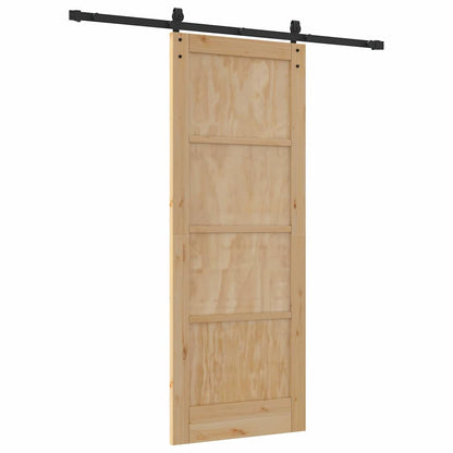 Sliding Door Natural and Black 30.71 x 79.53 in