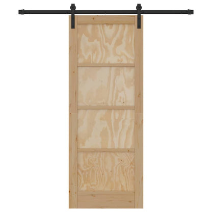 Sliding Door Natural and Black 30.71 x 79.53 in