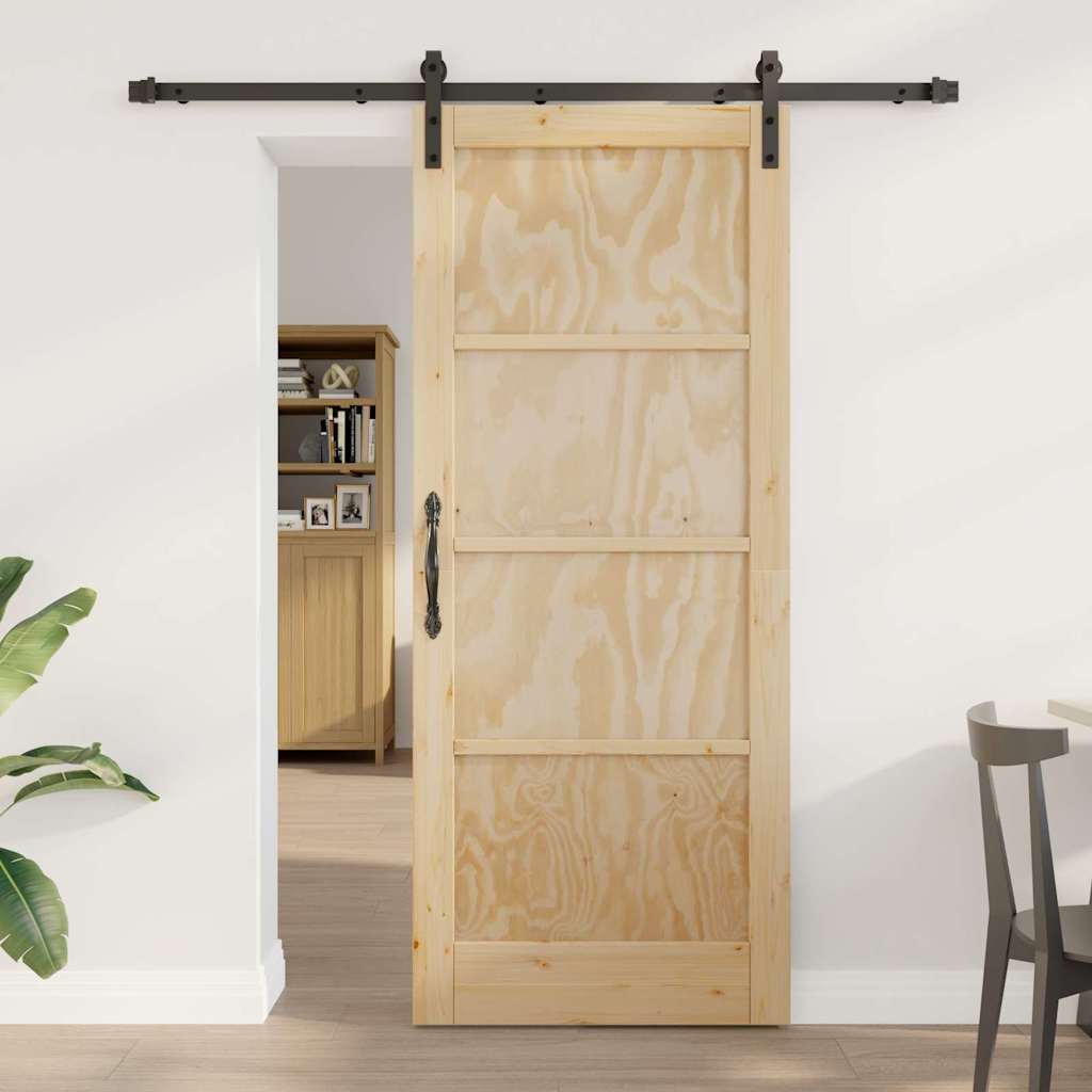 Sliding Door Natural and Black 32.68 x 79.53 in
