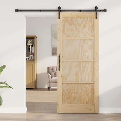Sliding Door Natural and Black 32.68 x 79.53 in