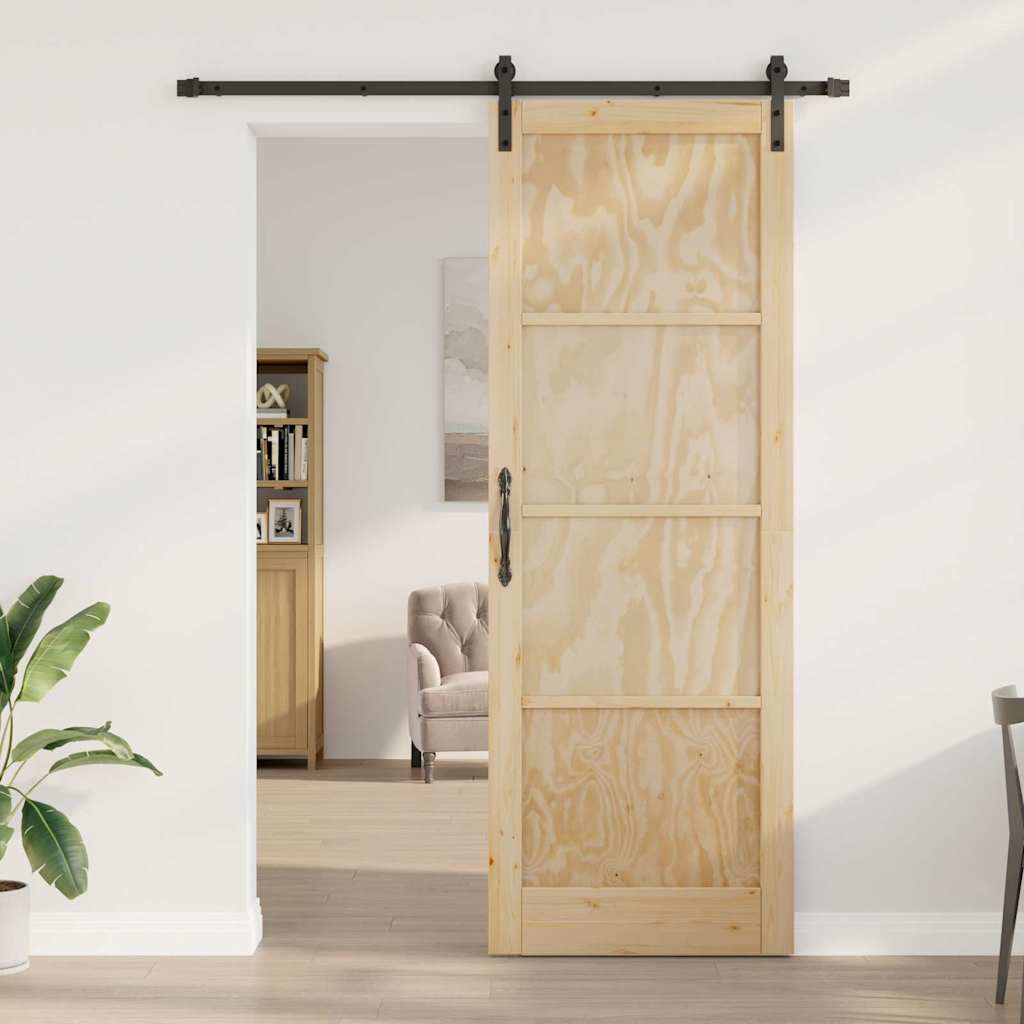 Sliding Door Natural and Black 32.68 x 91.34 in
