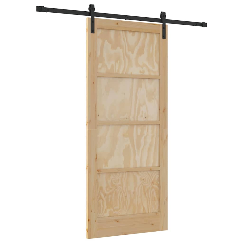 Sliding Door Natural and Black 33.86 x 78.15 in