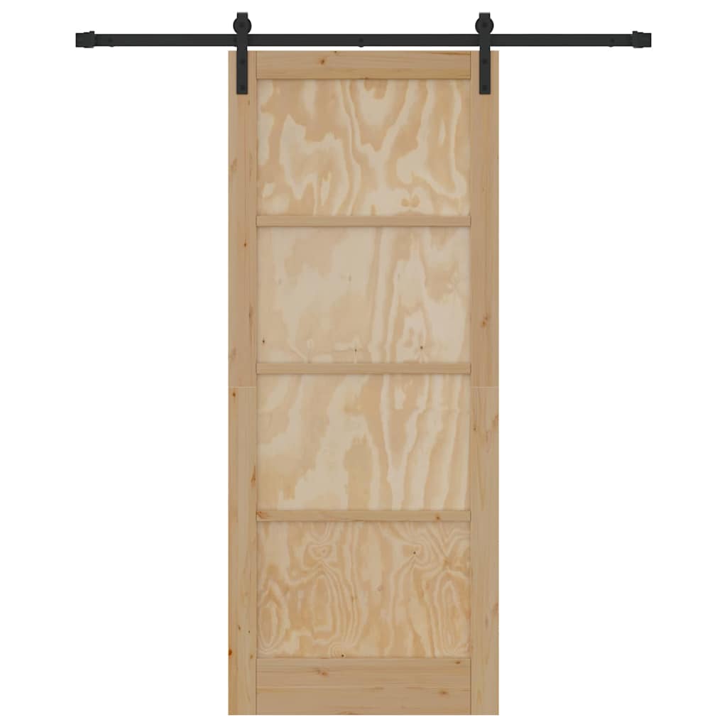 Sliding Door Natural and Black 33.86 x 83.07 in