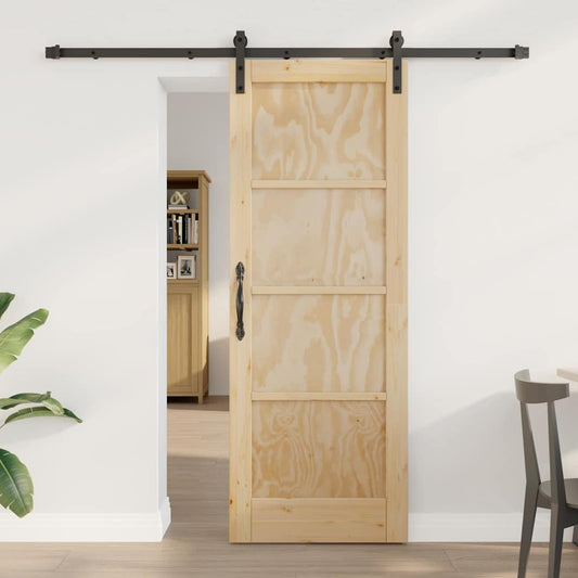Sliding Door Natural and Black 28.94 x 78.15 in