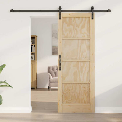 Sliding Door Natural and Black 28.94 x 78.15 in