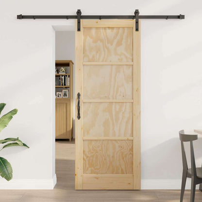 Sliding Door Natural and Black 30.71 x 79.53 in