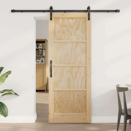 Sliding Door Natural and Black 30.71 x 79.53 in
