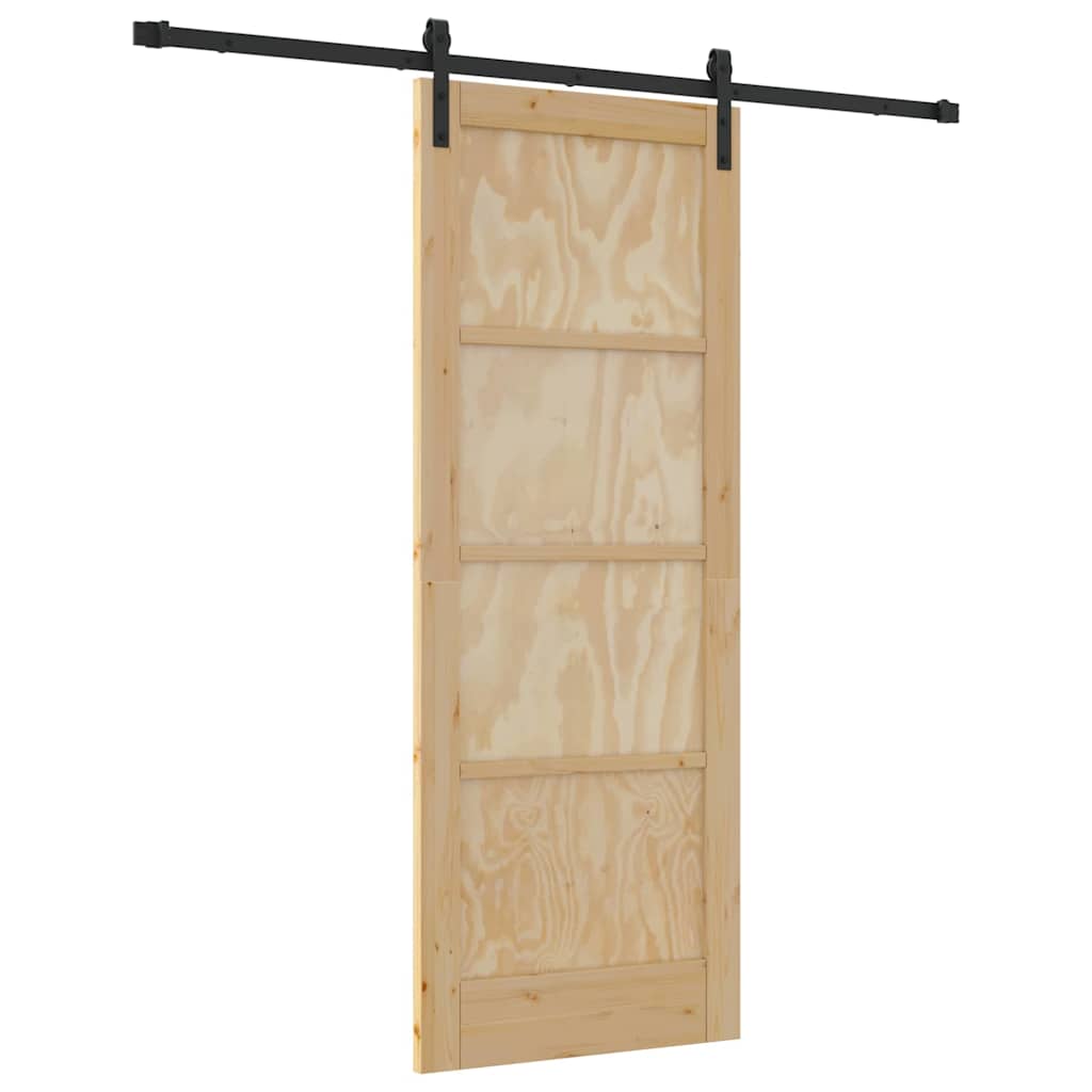 Sliding Door Natural and Black 30.71 x 79.53 in