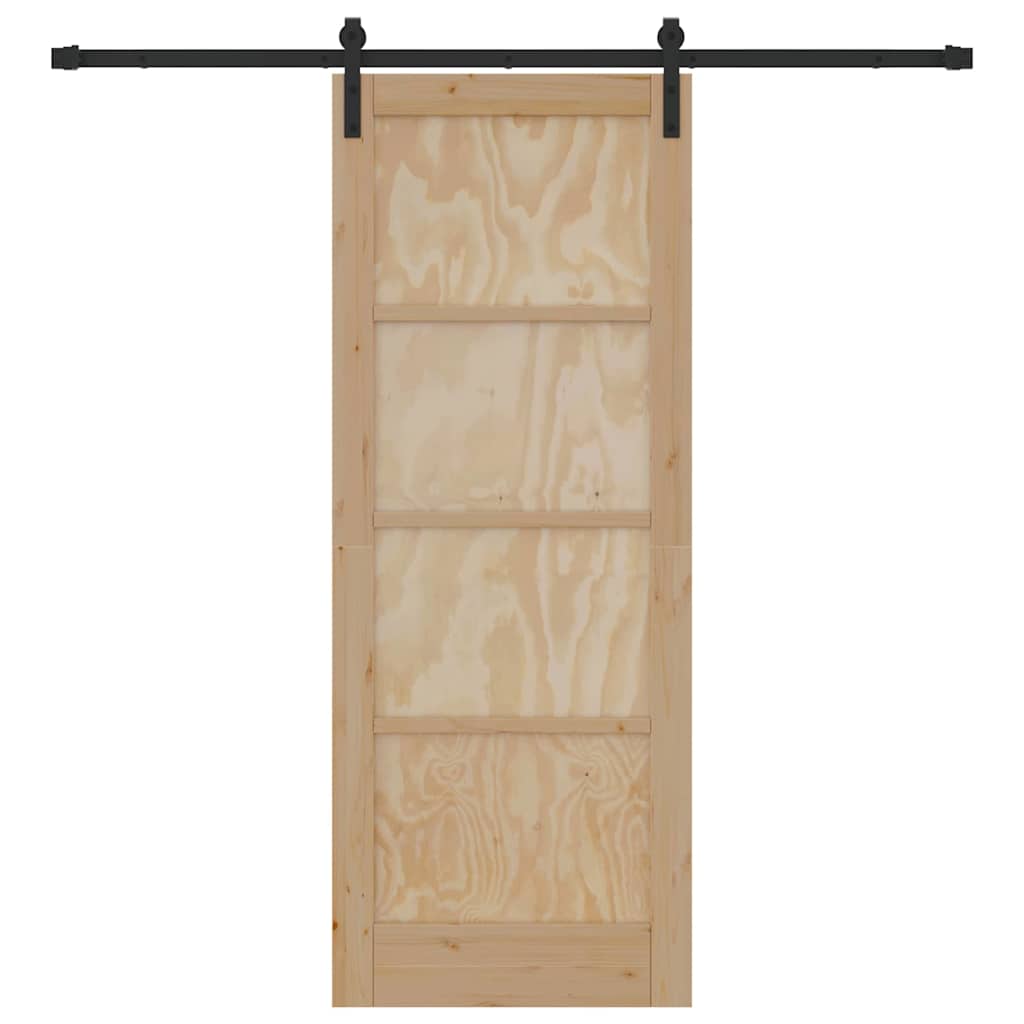 Sliding Door Natural and Black 30.71 x 79.53 in