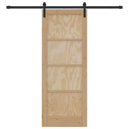 Sliding Door Natural and Black 30.71 x 79.53 in