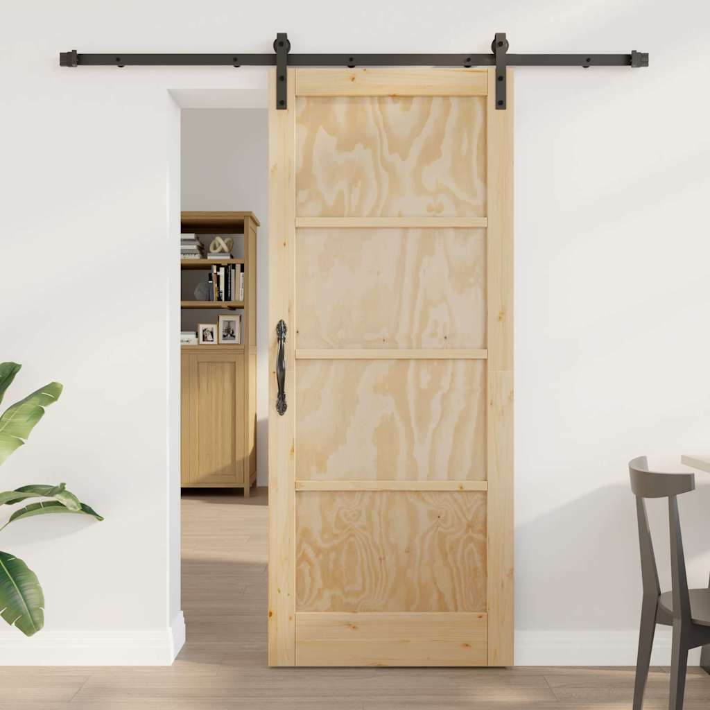 Sliding Door Natural and Black 32.68 x 79.53 in