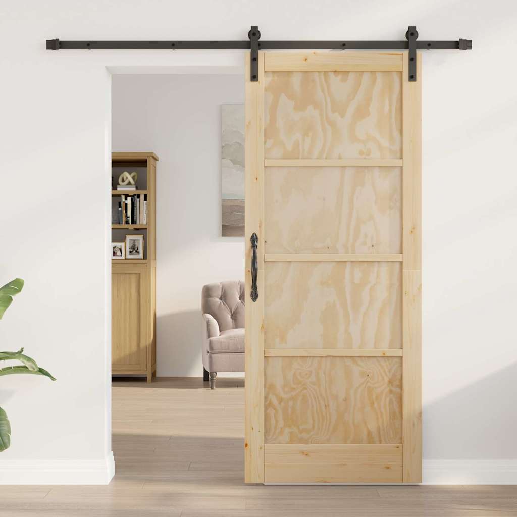 Sliding Door Natural and Black 32.68 x 79.53 in
