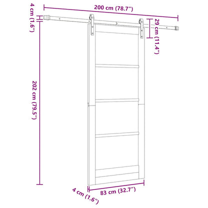 Sliding Door White and Black 32.68 x 79.53 in