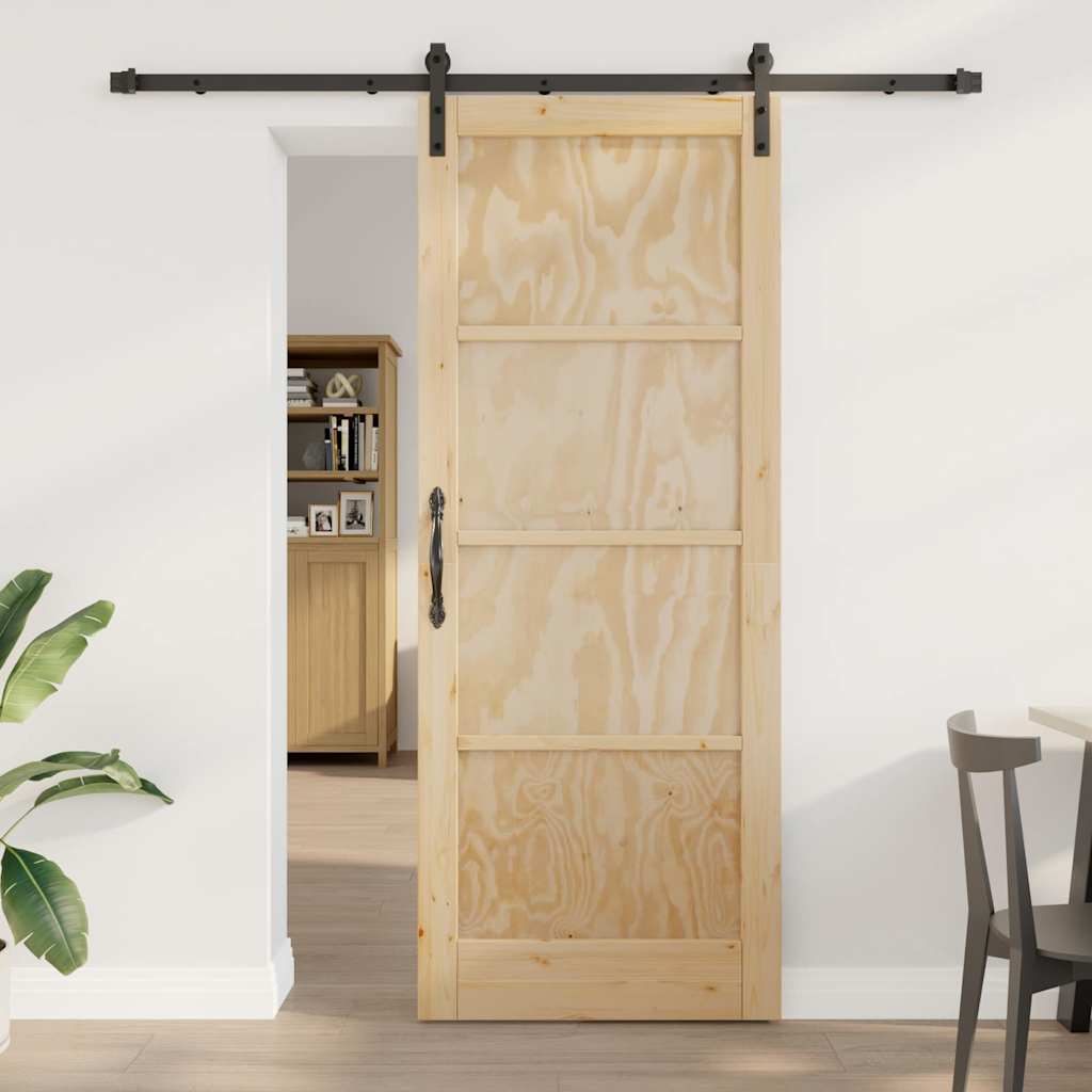 Sliding Door Natural and Black 32.68 x 83.07 in