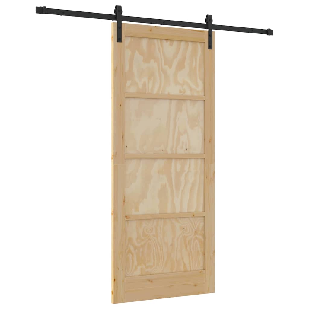 Sliding Door Natural and Black 33.86 x 78.15 in