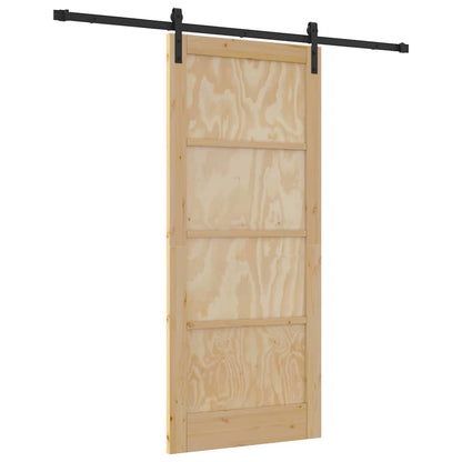 Sliding Door Natural and Black 33.86 x 78.15 in