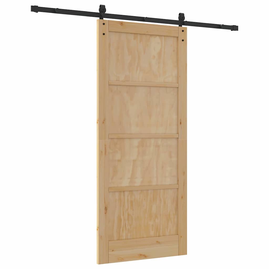 Sliding Door Natural and Black 33.86 x 78.15 in