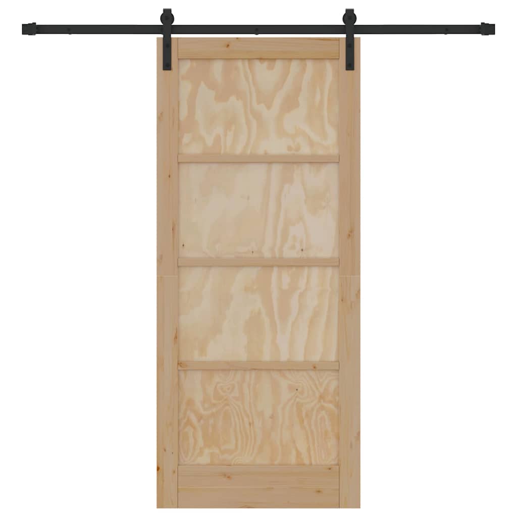 Sliding Door Natural and Black 33.86 x 78.15 in