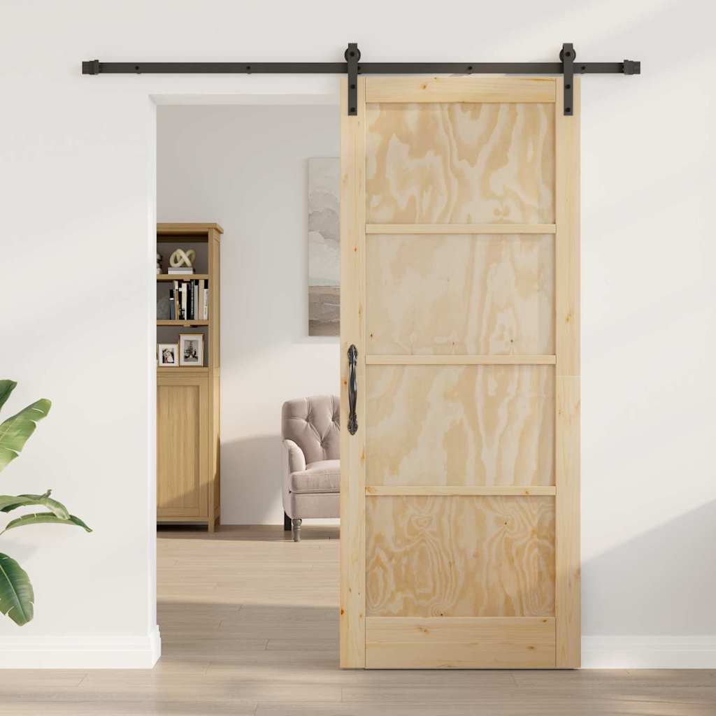 Sliding Door Natural and Black 33.86 x 83.07 in