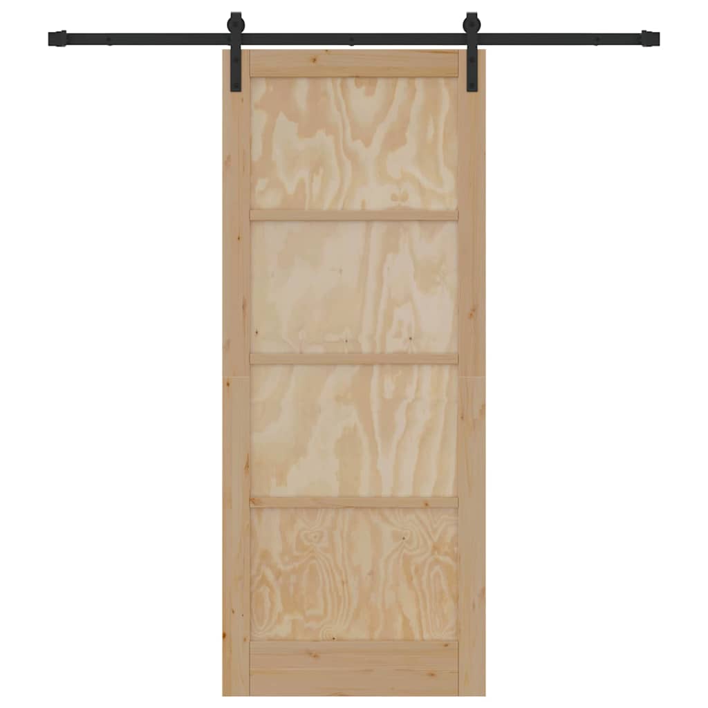 Sliding Door Natural and Black 33.86 x 83.07 in