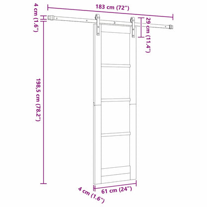 Sliding Door White 24 x 78.2 in Solid pine wood and steel