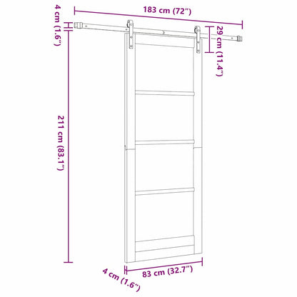 Sliding Door White 32.7 x 83.1 in Solid pine wood and steel