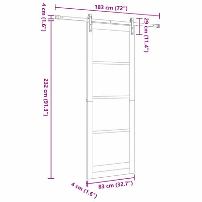 Sliding Door White 32.7 x 91.4 in Solid pine wood and steel
