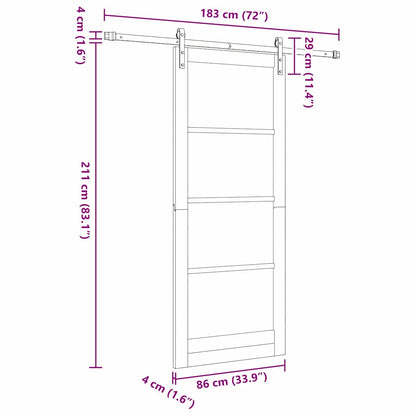 Sliding Door White 33.9 x 83.1 in Solid pine wood and steel