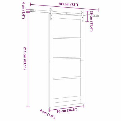 Sliding Door White 36.6 x 83.1 in Solid pine wood and steel