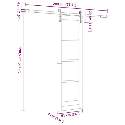 Sliding Door White 24 x 78.2 in Solid pine wood and steel