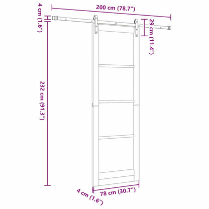 Sliding Door White 30.7 x 91.3 in Solid pine wood and steel