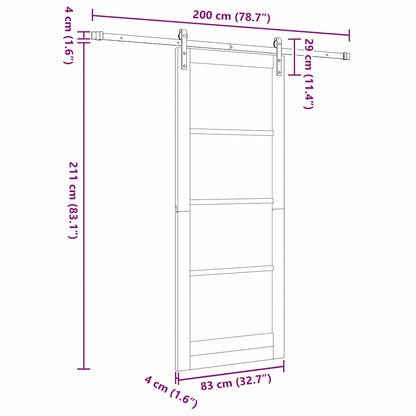 Sliding Door White 32.7 x 83.1 in Solid pine wood and steel