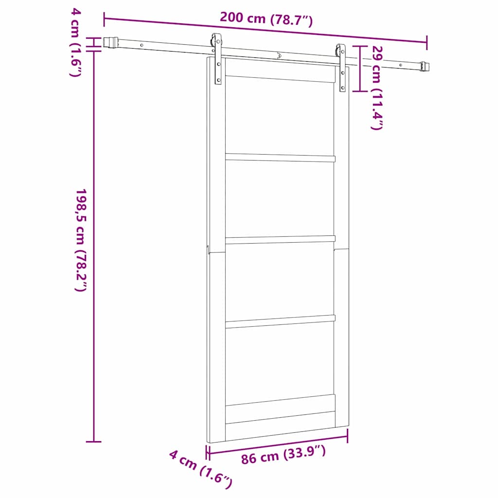 Sliding Door Natural and white 33.86 x 78.15 in
