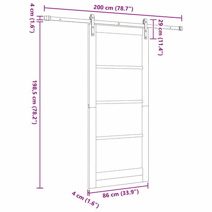 Sliding Door White 33.9 x 78.1 in Solid pine wood and steel