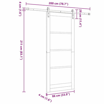 Sliding Door White 33.9 x 83.1 in Solid pine wood and steel