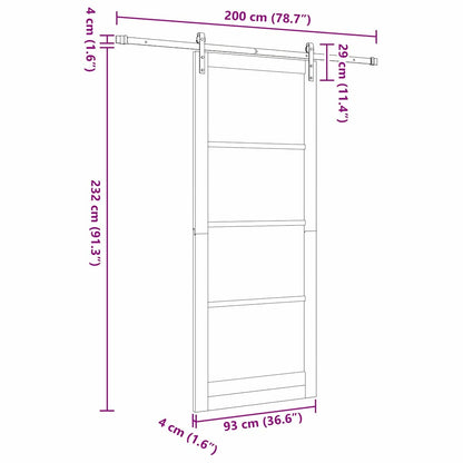 Sliding Door White 36.6 x 91.3 in Solid pine wood and steel