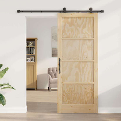 Sliding Door Set Manual natural and black 33.9 x 83.1 in