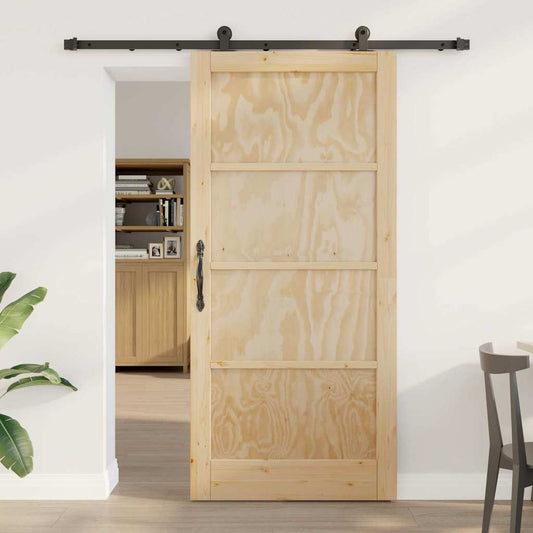 Sliding Door Set Manual natural and black 36.6 x 79.5 in