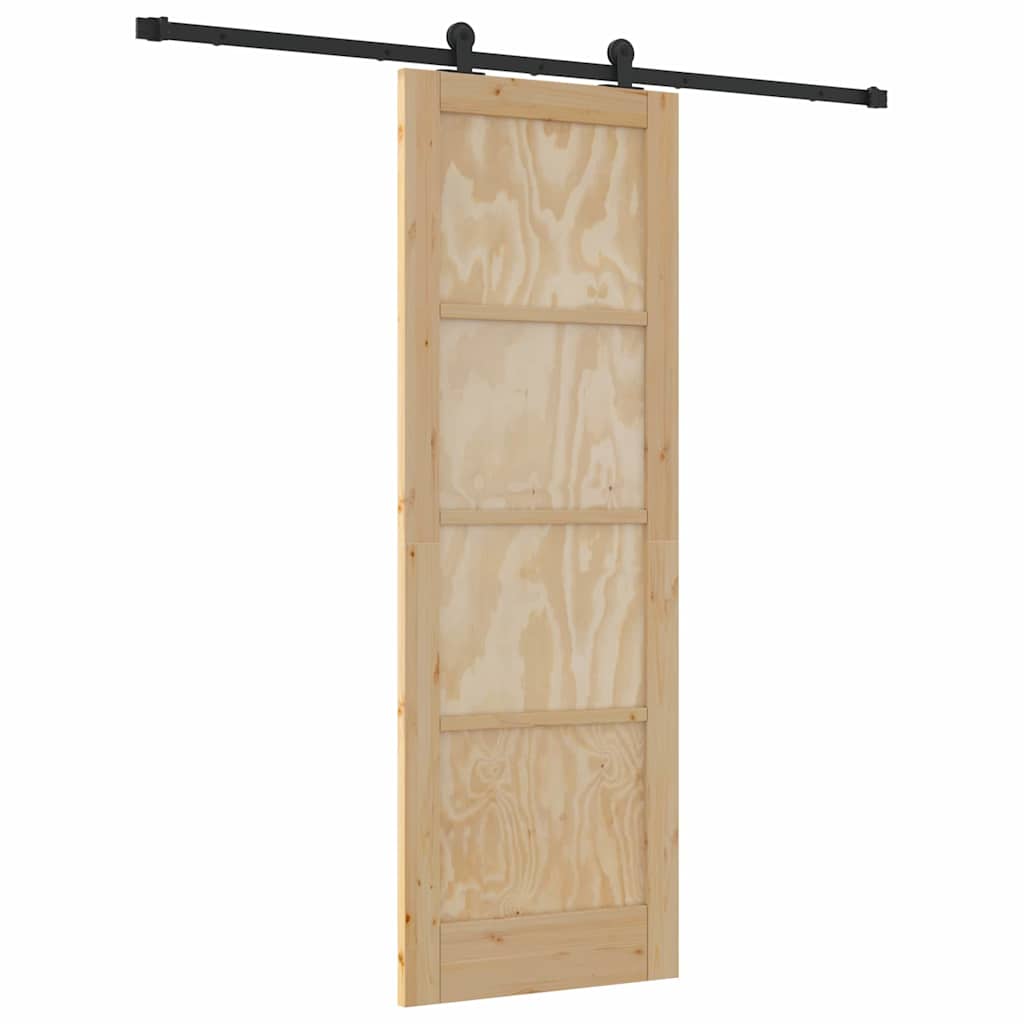 Sliding Door Set Manual natural and black 28.9 x 83.1 in