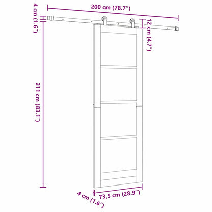 Sliding Door Set Manual White and black 28.9 x 83.1 in