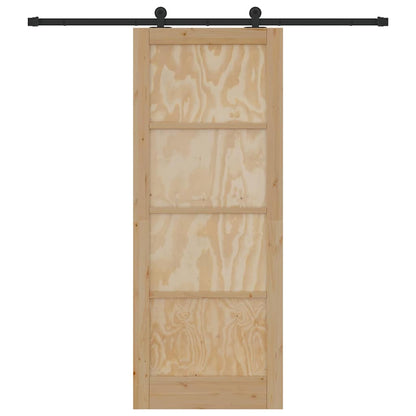 Sliding Door Set Manual natural and black 32.7 x 83.1 in